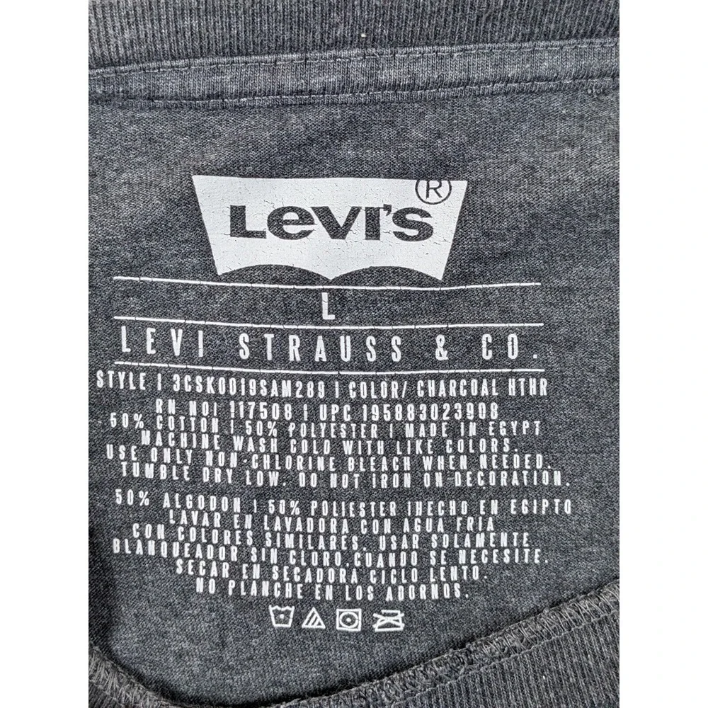 Levis Strauss Mens‎ T Shirt Size L Cotton Blend  Gray